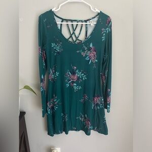 MUDD Women’s Long Sleeve Teal Floral Dress Size Small